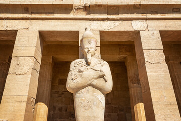 Statue of Pharoah Hatshepsut in the Mortuary Temple of Hatshepsut in the Valley of the Kings near Luxor, Egypt - 728100581