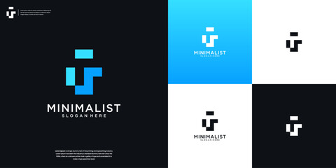 Abstract Letter T and S or TS technology logo design inspiration