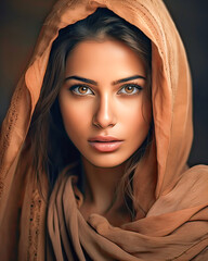 Arab Muslim woman, close portrait, beauty.