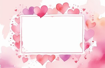 Pink hearts frame card with white space for text. Valentine card mockup - 728102711