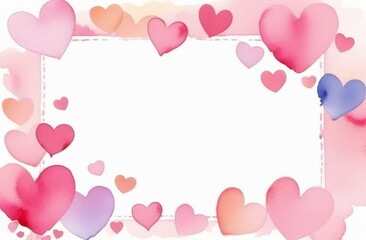 Pink hearts frame card with white space for text. Valentine card mockup - 728102720