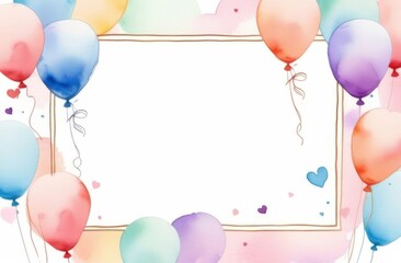 Wet paint style card with balloons frame and white space for text - 728102721