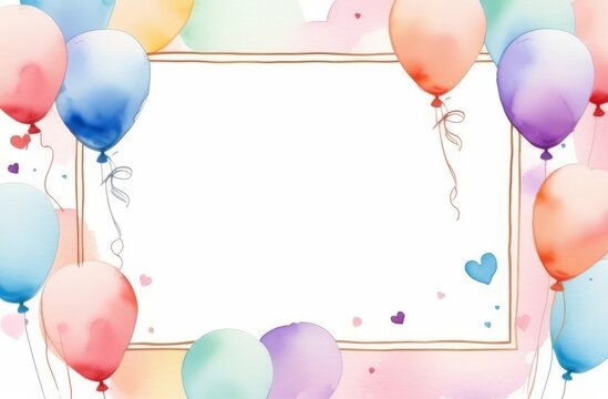 Wet paint style card with balloons frame and white space for text