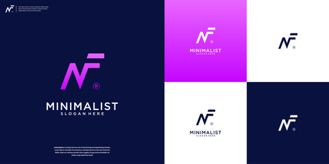 Letter NF Logo Icon Design Template. - obrazy, fototapety, plakaty