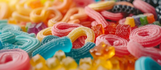 Colorful Licorice and Gummy Confectionery: A Burst of Colorful Licorice and Gummy Delights in Confectionery Heaven - obrazy, fototapety, plakaty