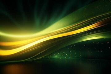 Fototapeta na wymiar abstract futuristic background with Green and Yellow glowing neon moving wave lines and bokeh lights