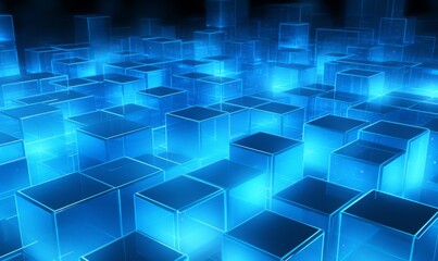 Bright Blue glow cube Business Background