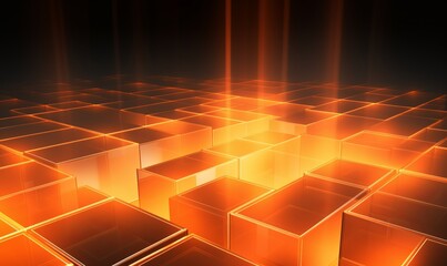 Bright orange glow cube Business Background