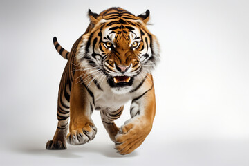 Tiger attacking portrait. Adorable big cat studio photography