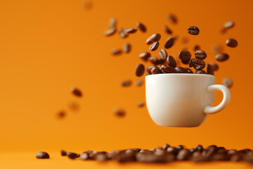 Obraz premium Mock-up of a coffee concept, coffee pack with beans, product presentation