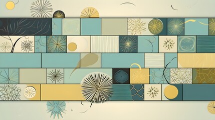 Abstract Geometric Pattern with Botanical Elements