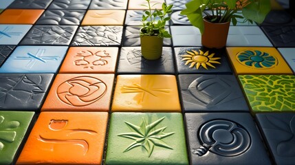 Artistic Ceramic Tiles with Nature-Inspired Designs