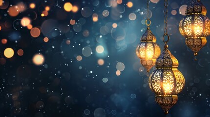 Luxury 3d lantern islamic festival background for ramadan kareem, eid al fitr, islamic holy month, generative ai