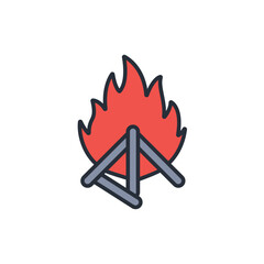 campfire icon. vector.Editable stroke.linear style sign for use web design,logo.Symbol illustration.