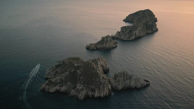 Sunset in malgrat islands in mallorca