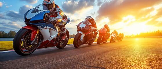 a man rides a motorcycle, racing, dynamic action photography