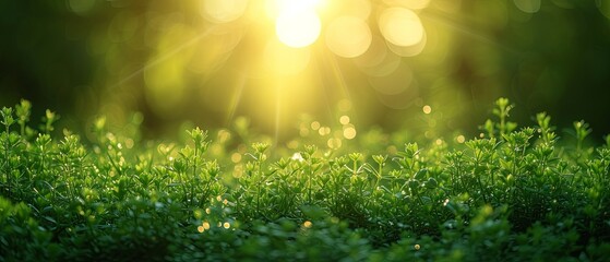 Sun Shining Through Trees in Grass