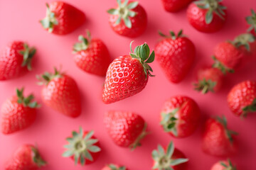 strawberries on a red background