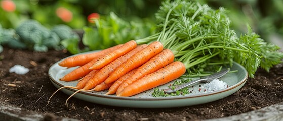 Plate of Carrots on Dirt