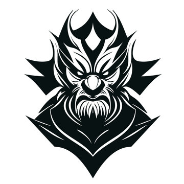 Tribal tattoo of the wolf mascot head silhouette, monster head logo design illustration with transparent background