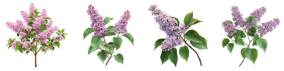 blooming lilac bush with a delicate tiny flower Hyperrealistic Highly Detailed Isolated On Transparent Background Png File