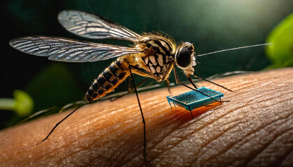 Introduction de micropuces électroniques par des moustiques