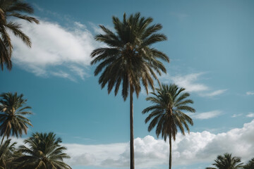 Fototapeta na wymiar palm trees of blue sky