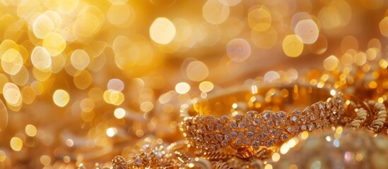 Golden Jewellery Shimmering Against a Luxurious Gradient Background
