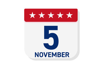 Elections reminder icon. Tear-off calendar with american star symbol.