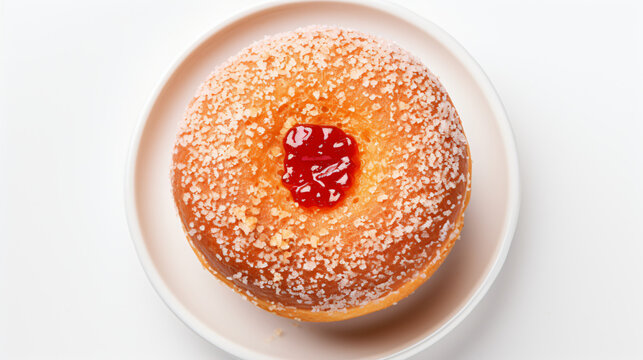 Top view image of cider doughnut with jam