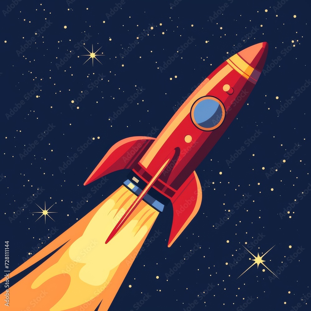 Poster embark on an interstellar adventure with this whimsical spacecraft, soaring through the stars as it 