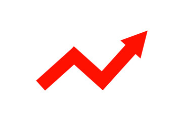 Growing business red arrow on white background. Business concept, growing chart. Concept of sales symbol icon with arrow moving up. Economic Arrow With Growing Trend. Transparent background. 