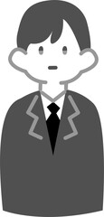 モノクロ正面を向いた男性会社員ver2