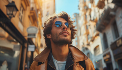 Urban Explorer: Stylish Man with Sunglasses in the City