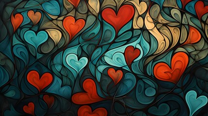Abstract Colorful Heart Patterns