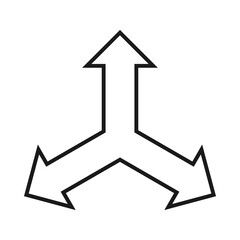 Hollow Three Way Outward Pointing Arrows