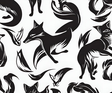 black and white pattern Backgrounds wolf 