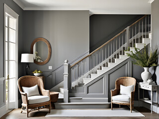 Rustic Stairway Sanctuary - Understated Backdrop Echoes Farmhouse Aesthetic
