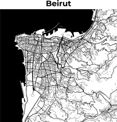 Fototapeta premium City Map of Beirut, Cartography Map, Street Layout Map