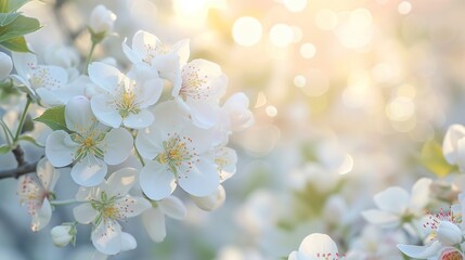 Blooming tree. White flowers. Blooming garden. Spring flowers. Spring. Background with bokeh., generative ai - obrazy, fototapety, plakaty