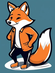 Obraz premium colorful image of a red fox in a jacket on a blue background