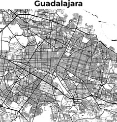 Fototapeta na wymiar City Map of Guadalajara, Cartography Map, Street Layout Map