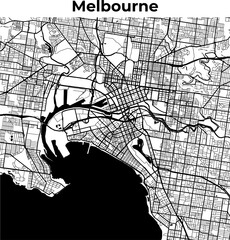 Obraz premium City Map of Melbourne, Cartography Map, Street Layout Map