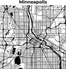City Map of Minneapolis, Cartography Map, Street Layout Map