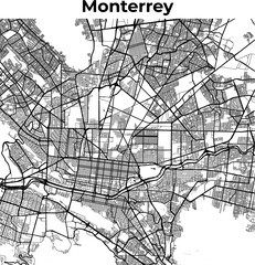 City Map of Monterrey, Cartography Map, Street Layout Map