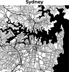 City Map of Sydney, Cartography Map, Street Layout Map