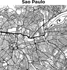 Obraz premium City Map of Sao Paulo, Cartography Map, Street Layout Map