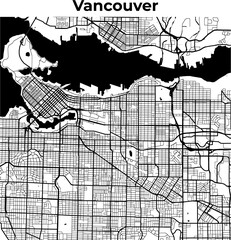 City Map of Vancouver, Cartography Map, Street Layout Map