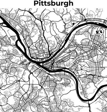 City Map of Pittsburgh, Cartography Map, Street Layout Map