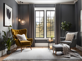 Tranquil Corner: Cozy Reading Nook in Scandinavian-Inspired Living Room